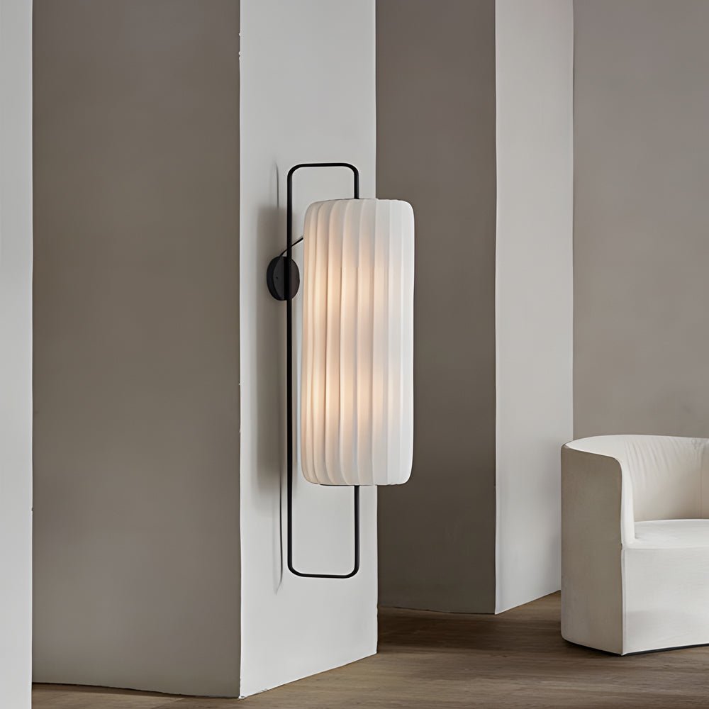 Japanese Style LED Wall Sconce with Striped Fabric Shade