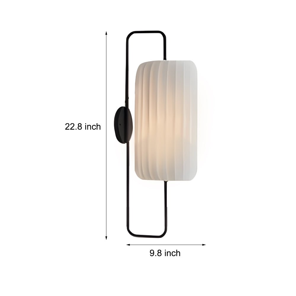 Japanese Style LED Wall Sconce with Striped Fabric Shade