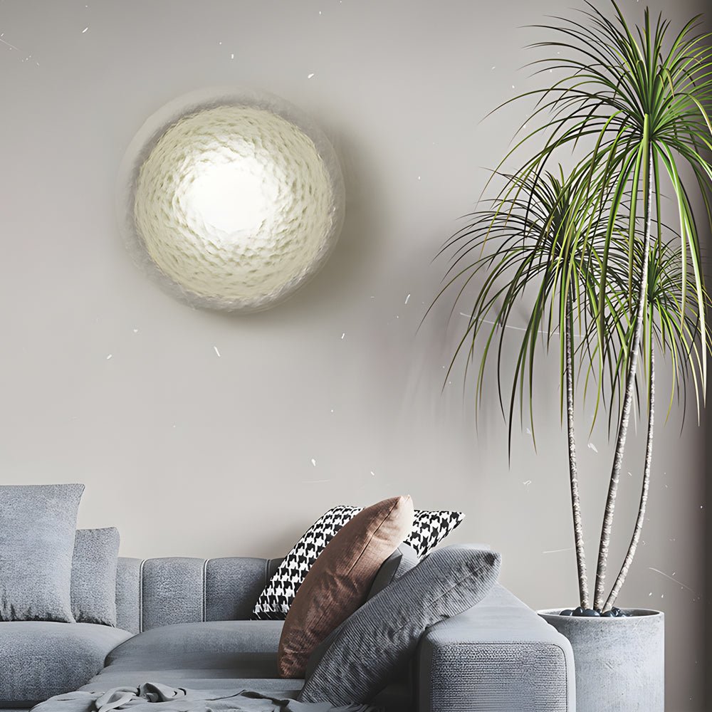 Round Wabi-Sabi Wall Sconce with Glass Shade – 3 Sizes Available