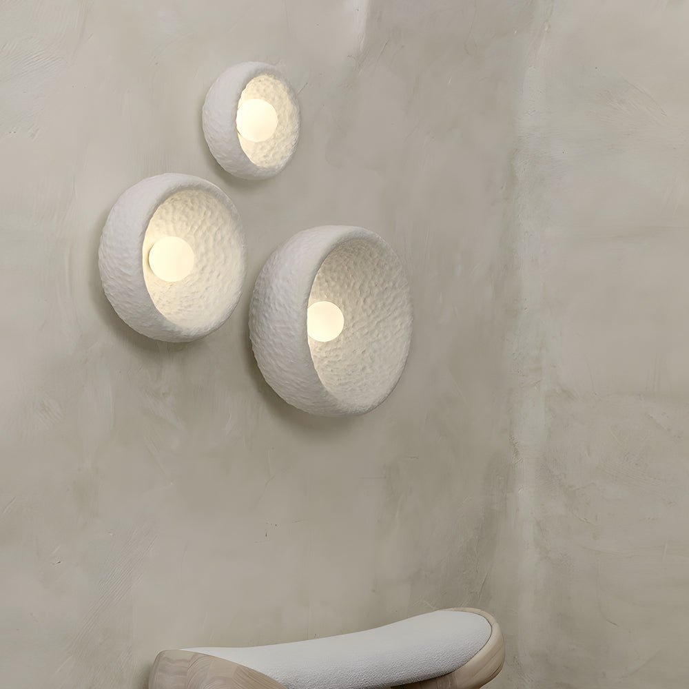 Round Wabi-Sabi Wall Sconce with Glass Shade – 3 Sizes Available