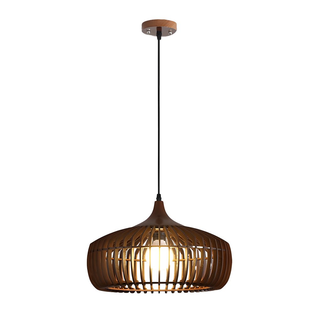 Wood Cage Pendant Light | Rustic Modern 1-Light Fixture