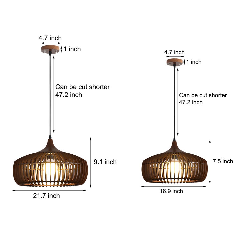 Wood Cage Pendant Light | Rustic Modern 1-Light Fixture