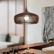 Wood Cage Pendant Light | Rustic Modern 1-Light Fixture