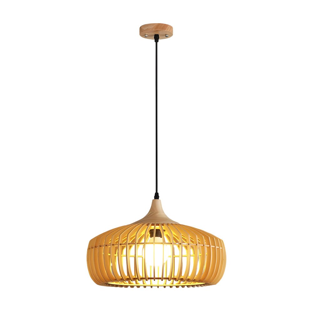 Wood Cage Pendant Light | Rustic Modern 1-Light Fixture