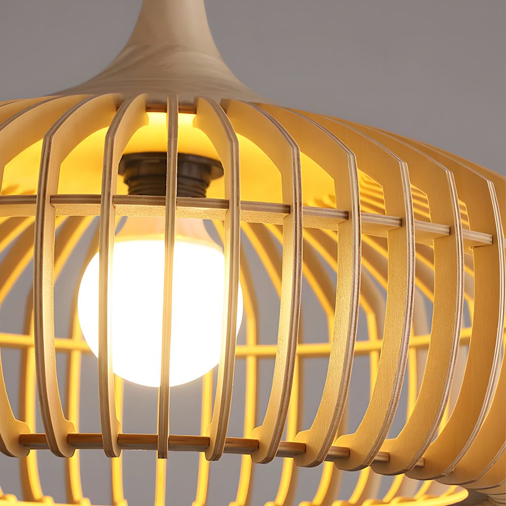 Wood Cage Pendant Light | Rustic Modern 1-Light Fixture