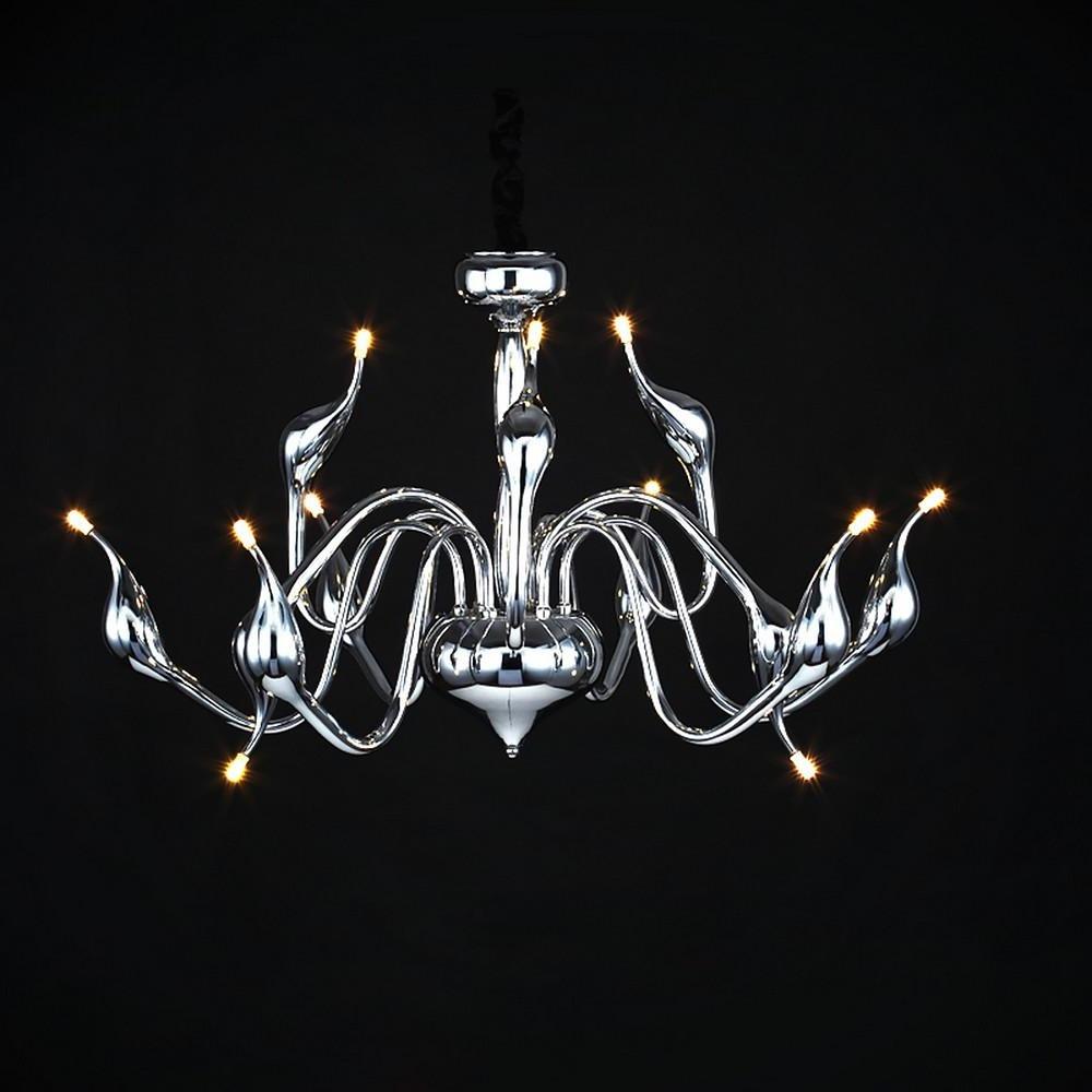 24" Modern Crystal Chandelier Chrome Finish Candle Style Lighting