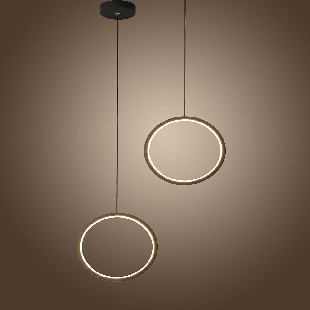 Modern Round Pendant Light | Dual LED Rings | Aluminum & Acrylic