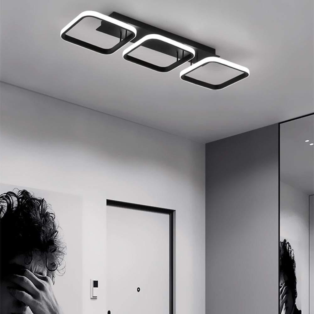 Modern Black Triple Square LED Flush Mount Ceiling Light