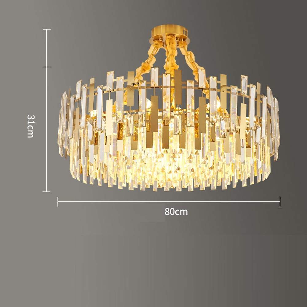 Modern Gold Crystal Chandelier – 9/12/17 Lights, Adjustable Height