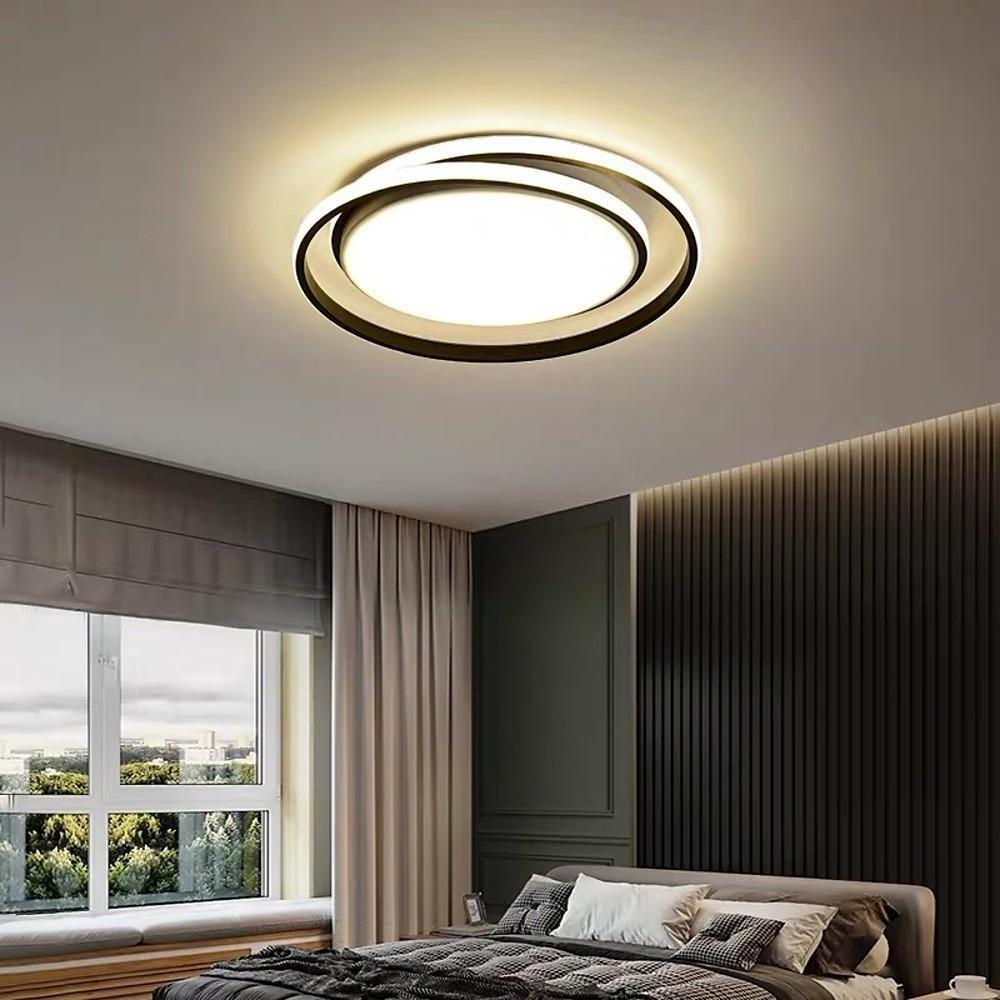 Modern Circular LED Flush Mount Ceiling Light - Black & Gold