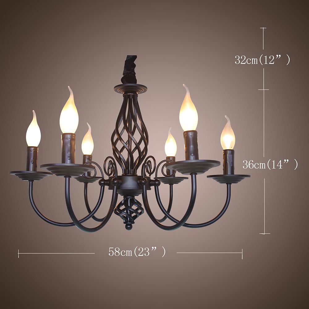 6-Light Candle Style Metal Chandelier - Rustic Industrial Design
