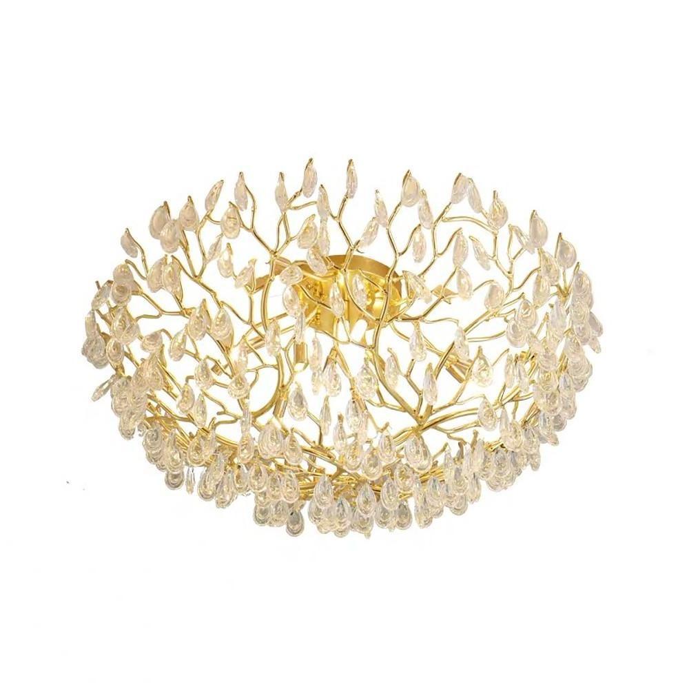 Modern Sputnik Crystal Chandelier LED Flush Mount Ceiling Light