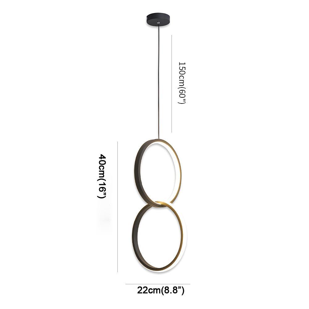 Interlocking Dual Ring LED Pendant Light Aluminum Acrylic
