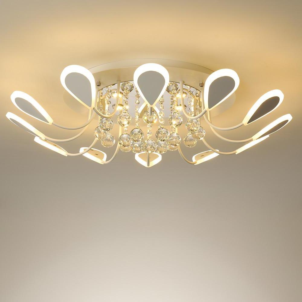 Flower Shaped Dimmable LED Crystal Flush Mount Ceiling Light