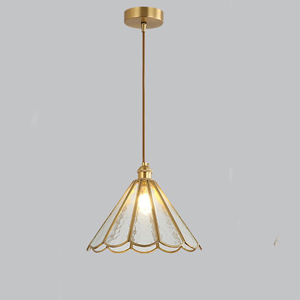 Modern Flower Glass Pendant Light – Brass Finish, LED, 11" Diameter