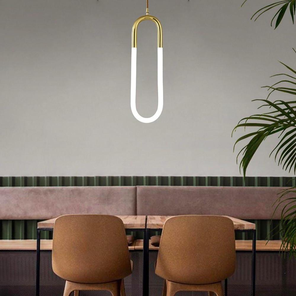 Modern Geometric Pendant Light Gold Copper Acrylic LED 8W