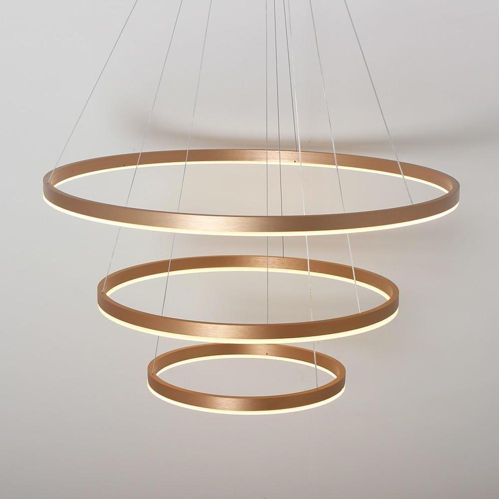 Triple Ring Modern Metal Foyer Chandelier with Dimmable LED