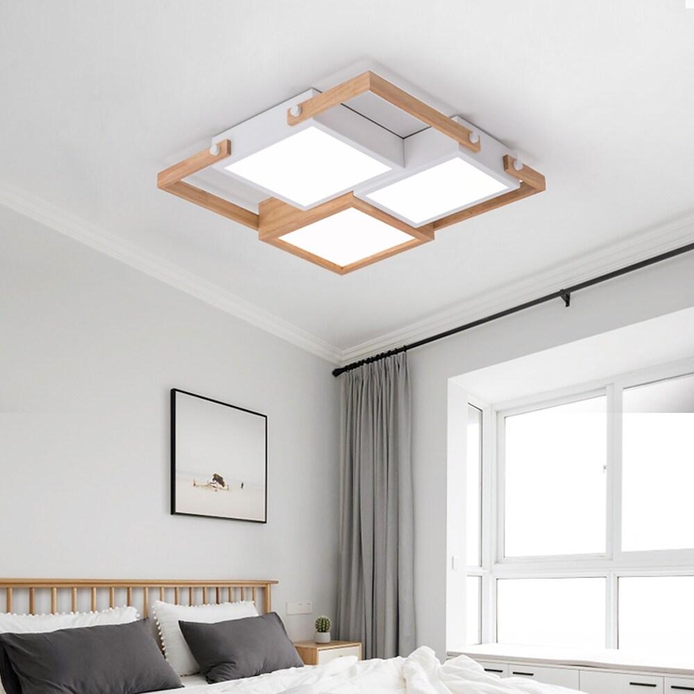 Scandinavian Wood Frame LED Flush Mount Ceiling Light
