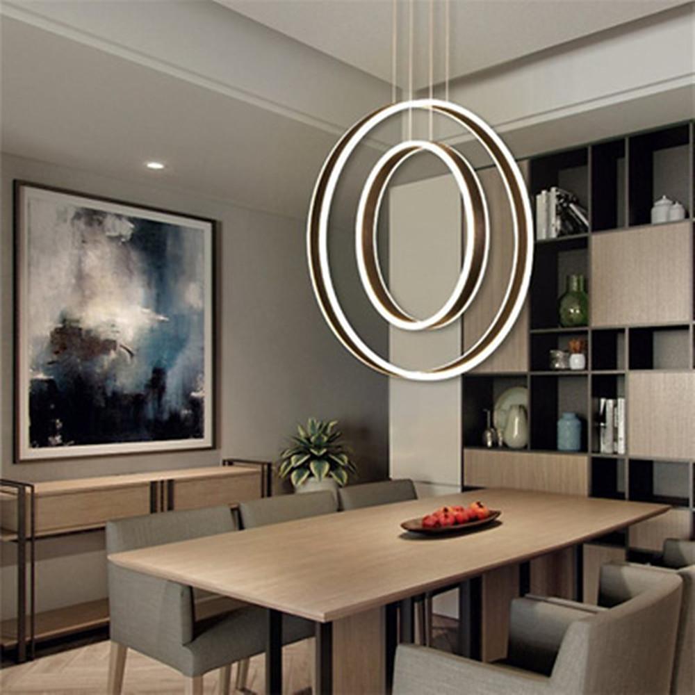 Twin Circle LED Pendant Light - Modern Geometric Aluminum Chandelier