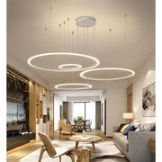 Modern Geometric 4-Circle Pendant Light Metal Acrylic LED