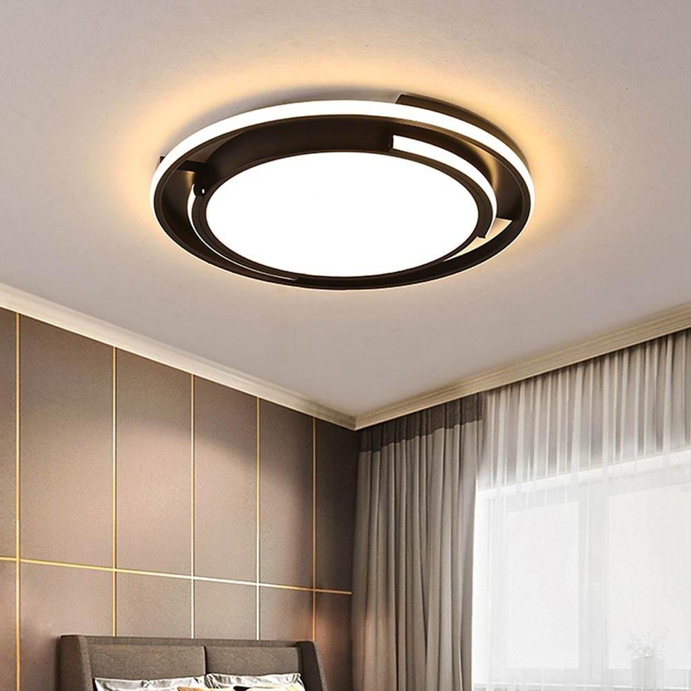 Circular Dimmable LED Flush Mount Ceiling Light in Black