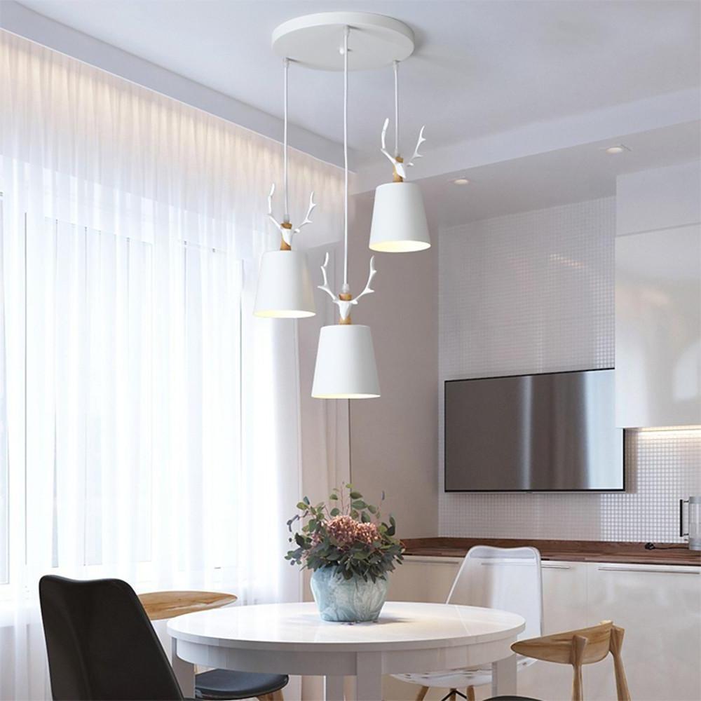 3-Light Antler Design Chandelier Pendant Light - Modern Farmhouse