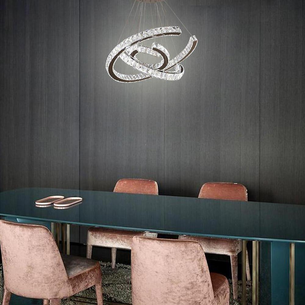Wave Crystal Chandelier with Stainless Steel Finish - 3-Light LED