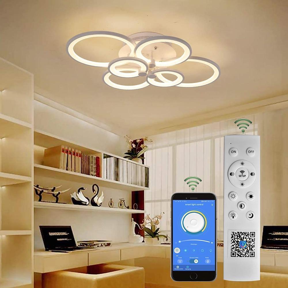 Modern Semi Flush Mount Light with Overlapping Rings - LED Ceiling
