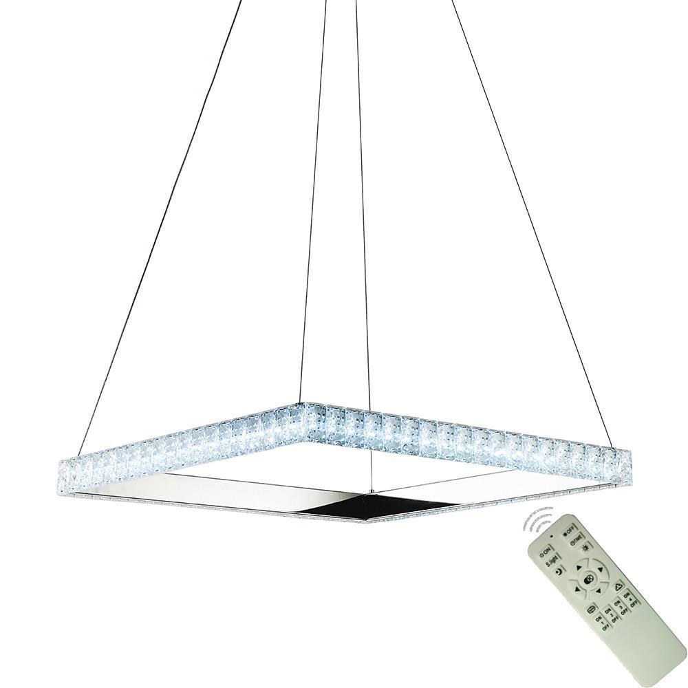 Square Crystal Metal LED Chandelier Modern Pendant Light