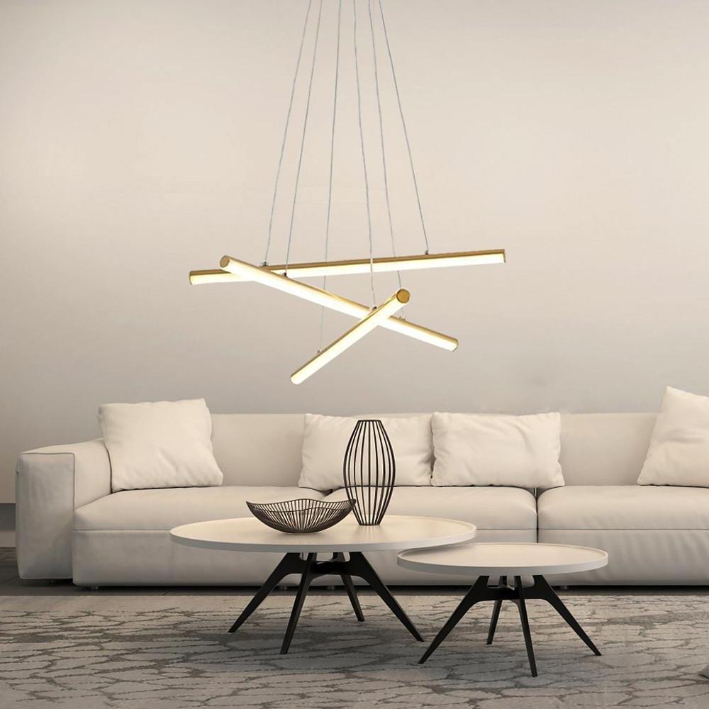 Modern 3-Light LED Bar Chandelier in Aluminum & PVC