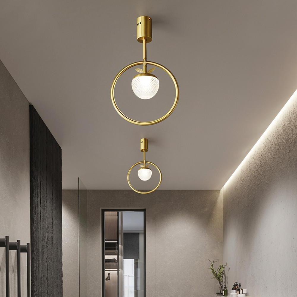 Gold Circle LED Flush Mount Ceiling Light - Nordic Modern Design