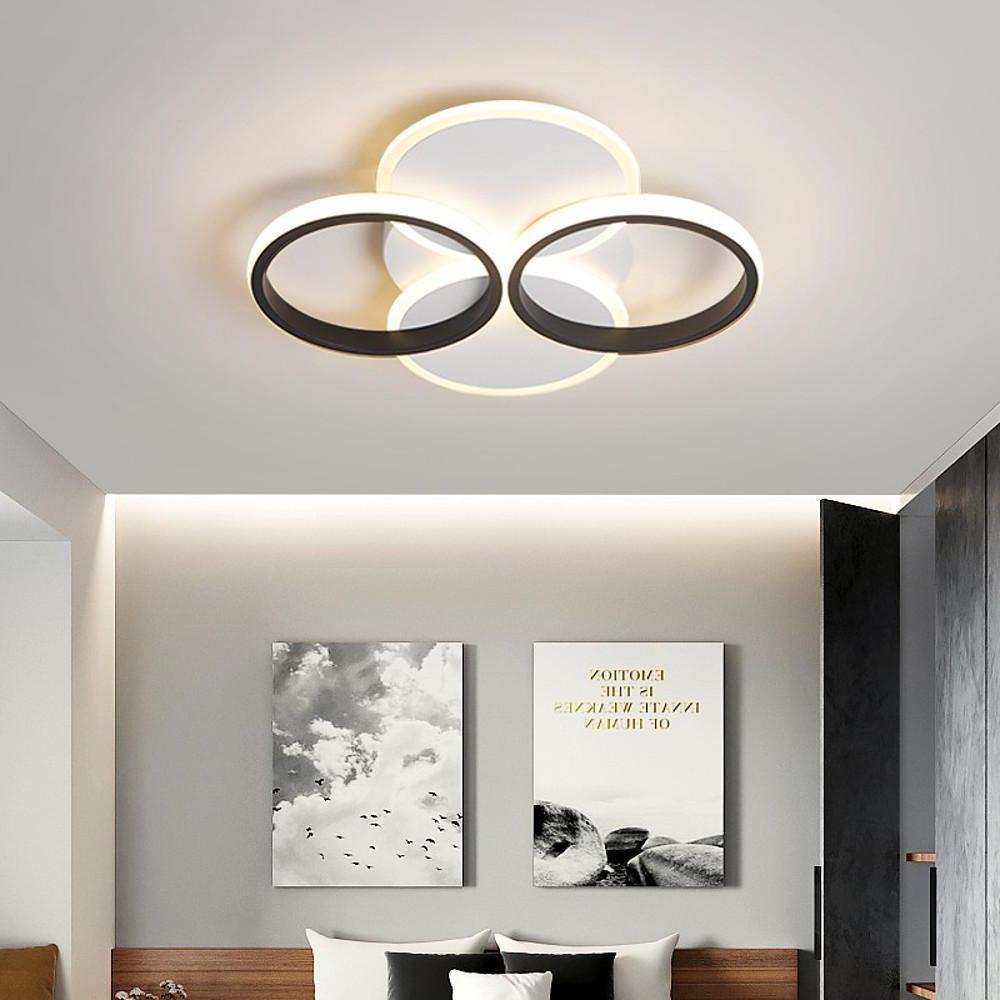 Modern Geometric LED Flush Mount Ceiling Light – 4 Circle Design