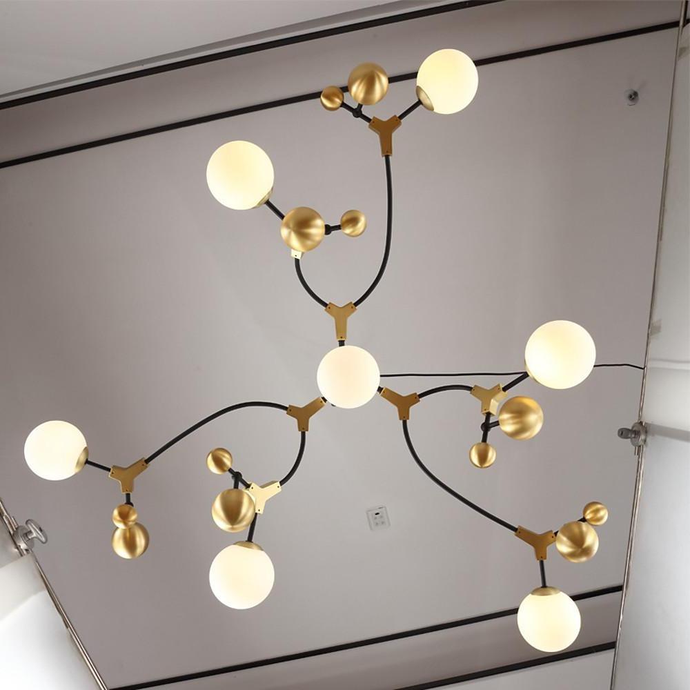 Modern Sputnik Chandelier with 7 LED Lights in Gold Finish