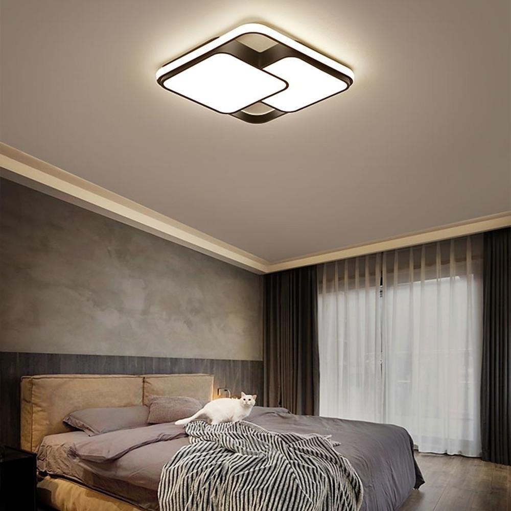 Triple Square Black LED Flush Mount Ceiling Light - Modern Dimmable