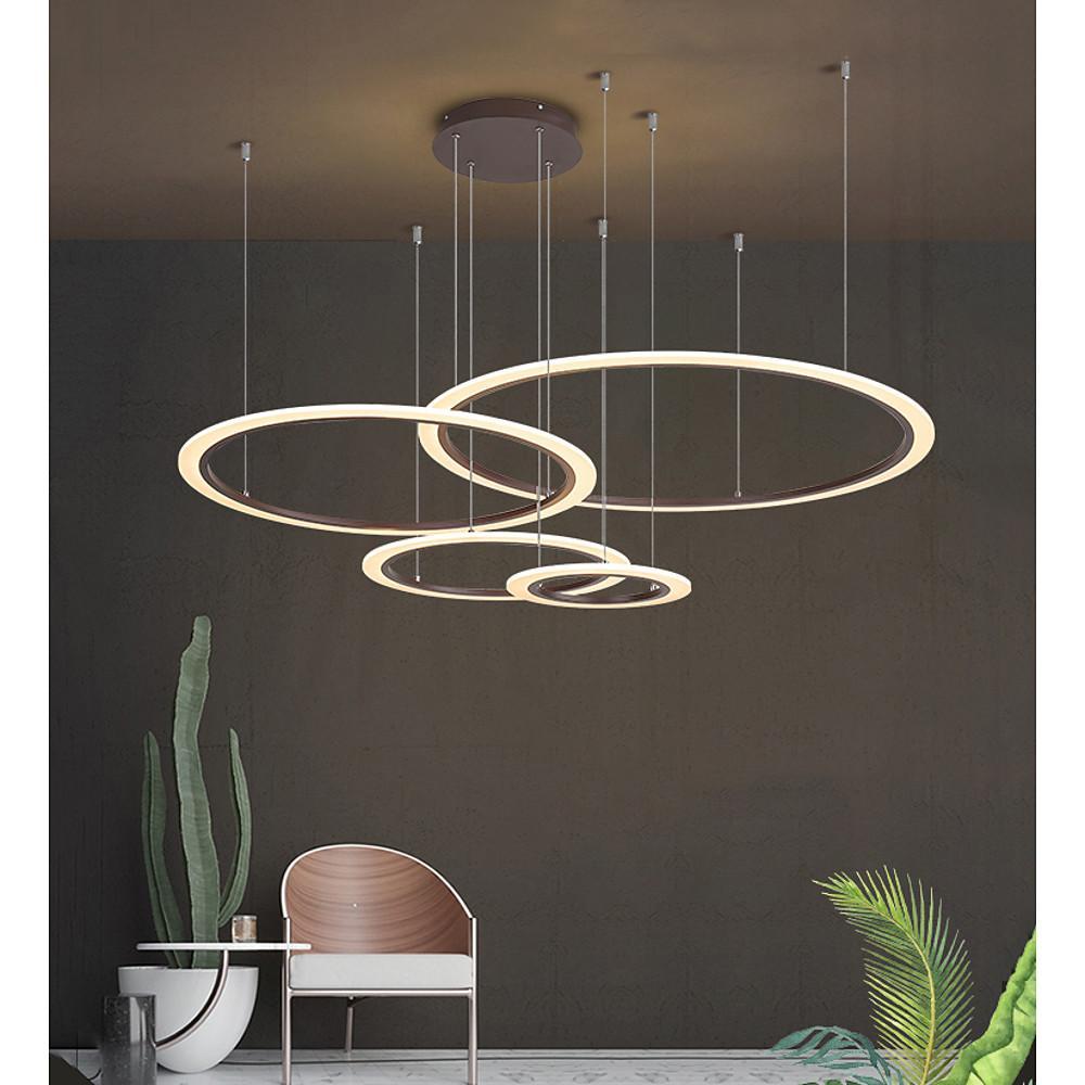 4-Ring Geometric LED Pendant Light Modern Ceiling Chandelier