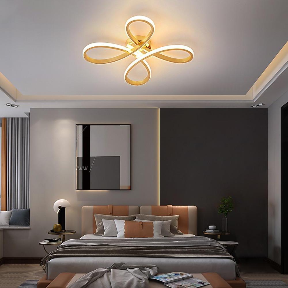 Linear Flower Shaped LED Flush Mount Ceiling Light in Gold Finish