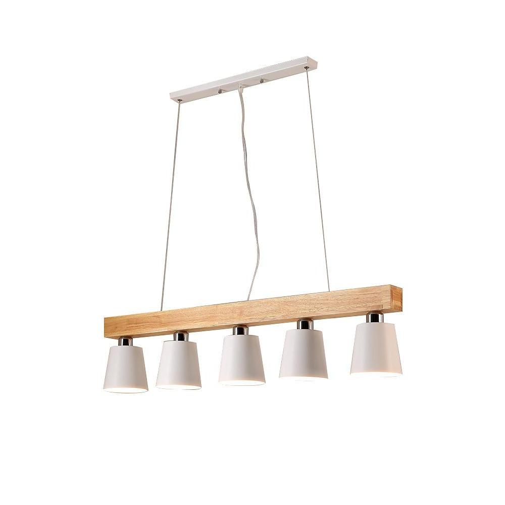 Linear Wood Chandelier 5-Light Island Kitchen Dining Room Pendant