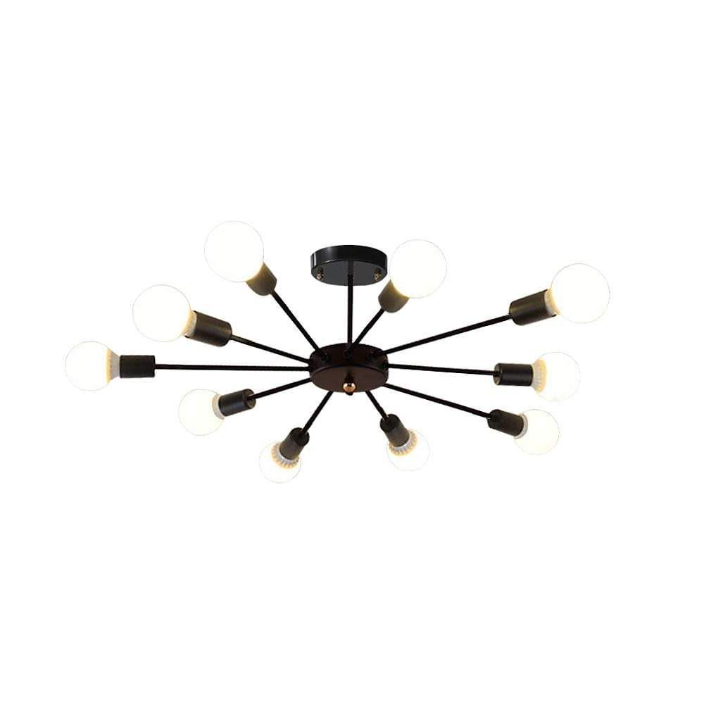 Industrial Sputnik Chandelier with 10 Lights - Modern Metal Fixture