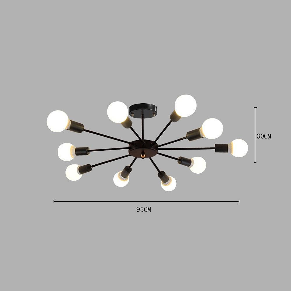 Industrial Sputnik Chandelier with 10 Lights - Modern Metal Fixture