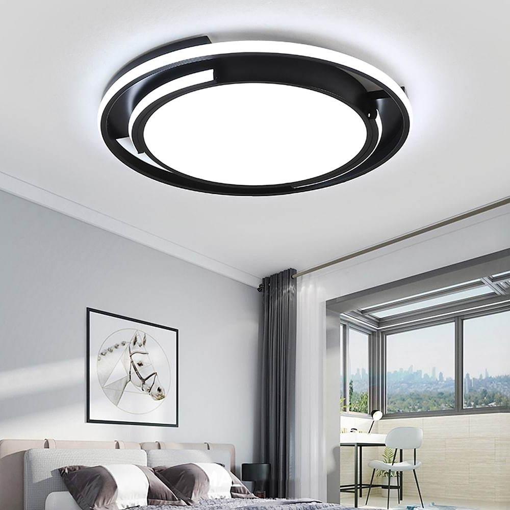 Circular Dimmable LED Flush Mount Ceiling Light in Black