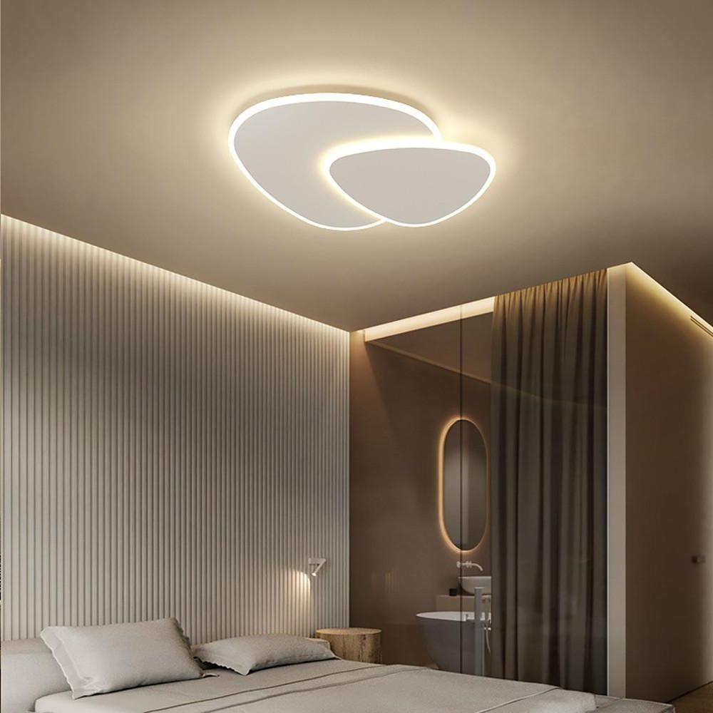 Geometric LED Flush Mount Ceiling Light - Modern White Acrylic