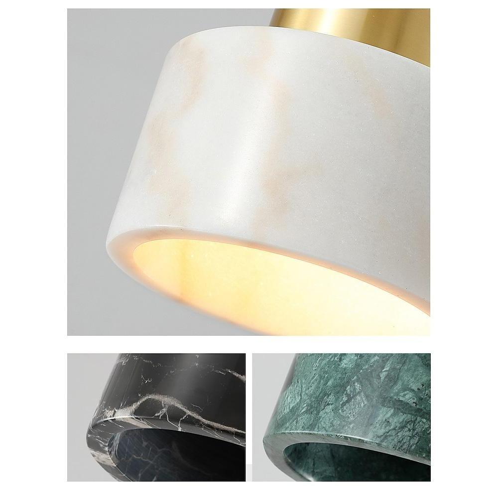 Modern Marble Drum Pendant Light Metal Ceiling Fixture