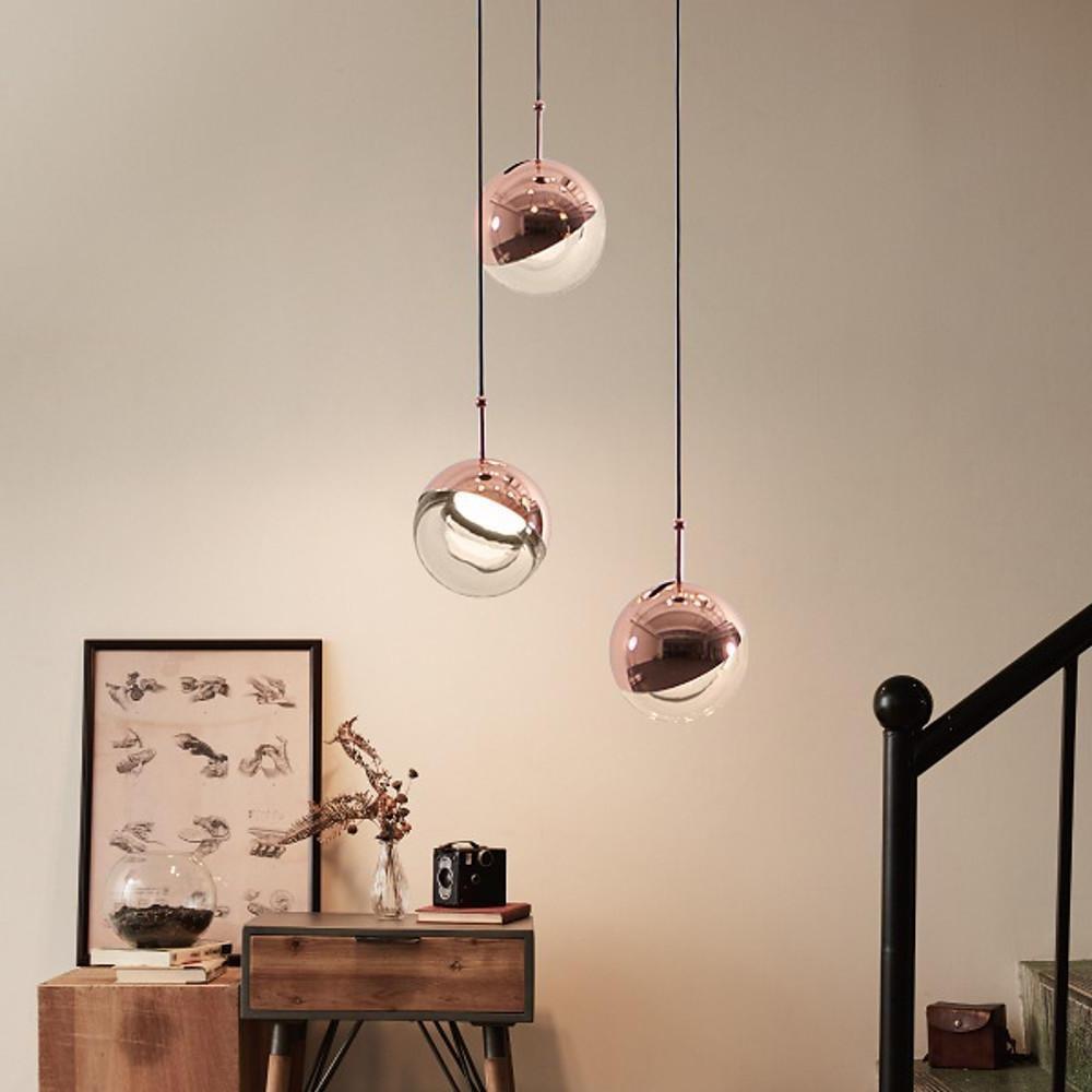 Adjustable Crystal Globe LED Pendant Light - Electroplated Metal