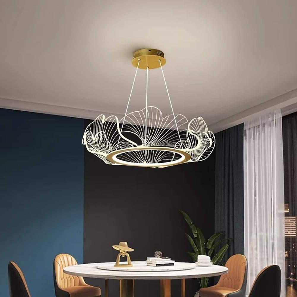 Wave Round Acrylic Chandelier Gold Finish LED Ceiling Light