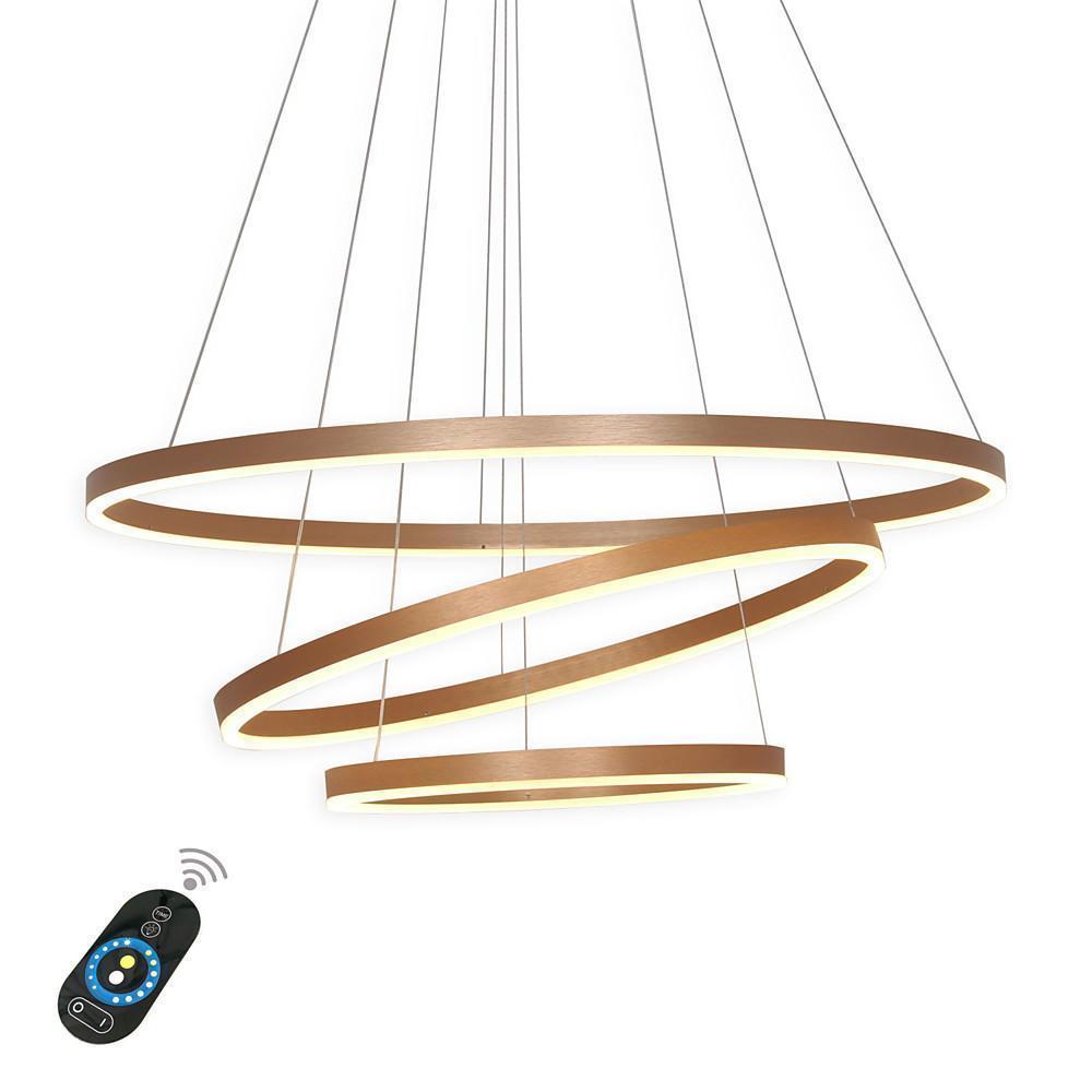 Triple Ring Modern Metal Foyer Chandelier with Dimmable LED