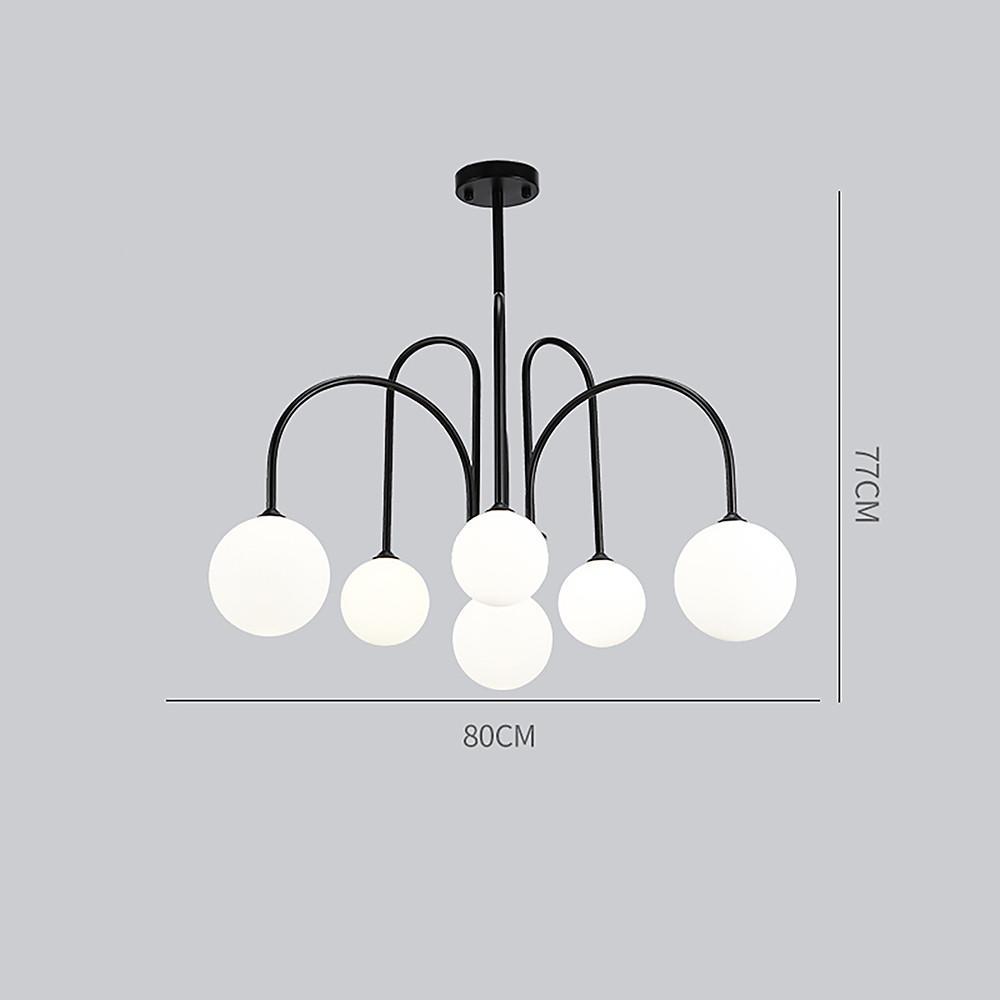 Modern Sputnik Pendant Light White Glass Globe Chandelier Gold Black