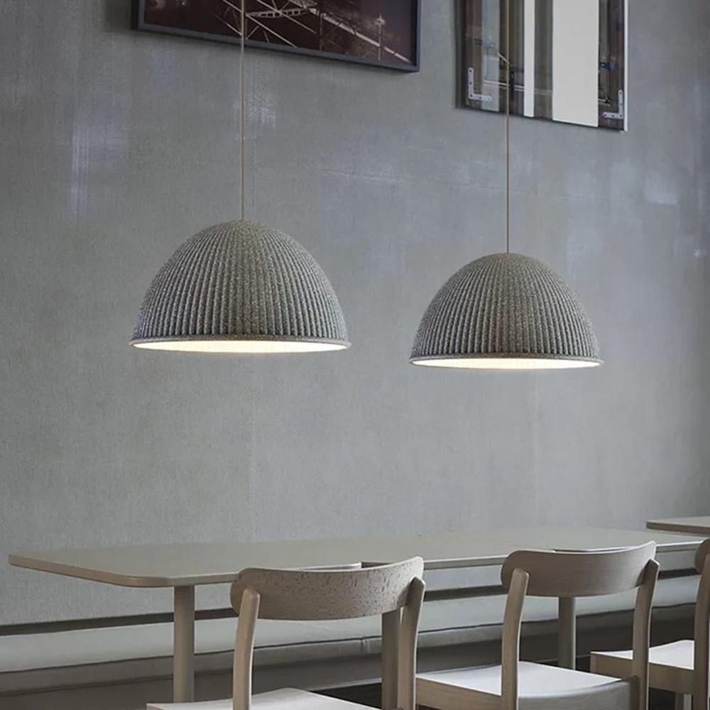 Industrial Pendant Light with Cement Shade & Metal Accent