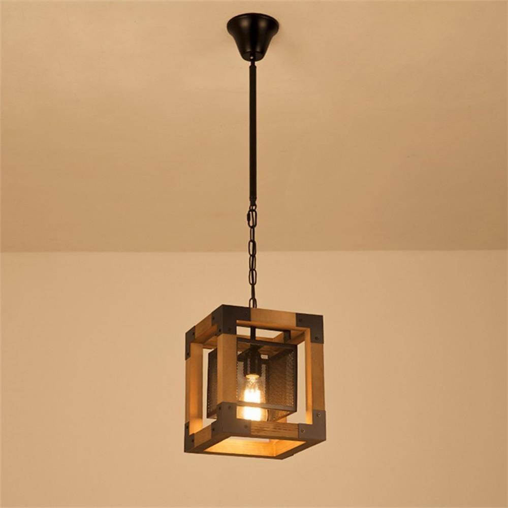 Rustic Industrial Linear Chandelier Wood & Glass Farmhouse Fixture