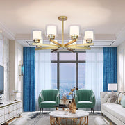 6-Light Glass Candlestick Modern Chandelier with Metal Frame