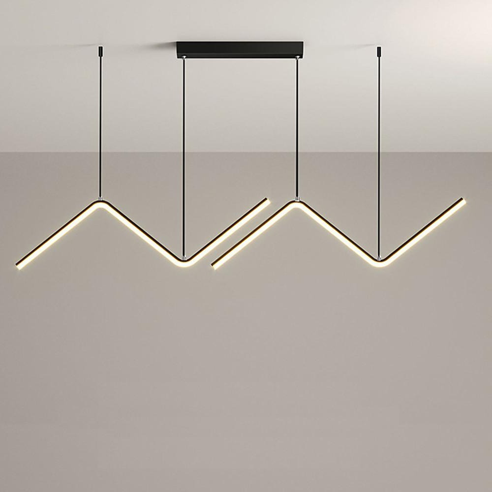Modern Wave Pendant Light - 2-Light LED Dimmable Aluminum Fixture